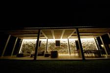 the veranda illuminated at night